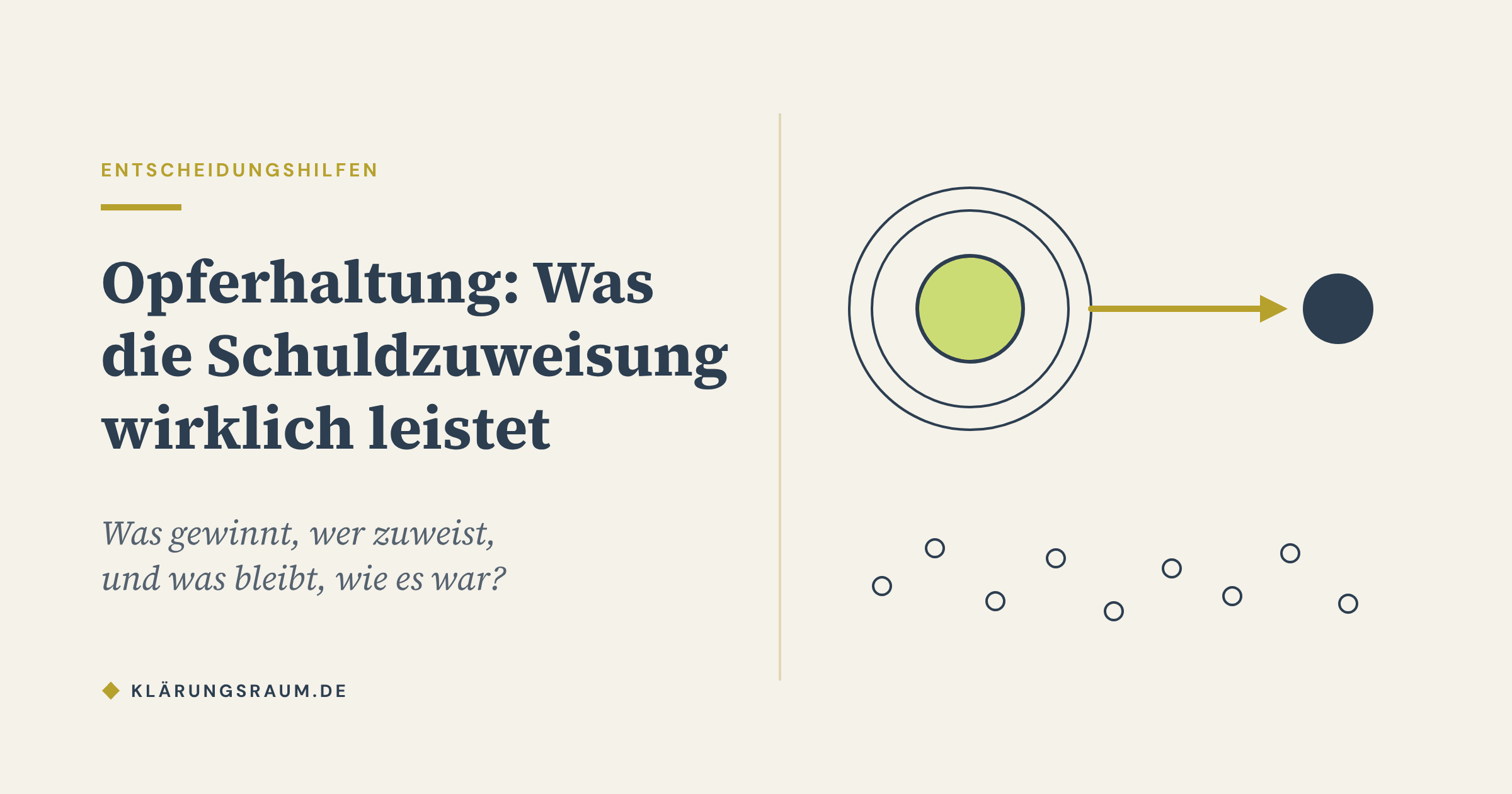 Opferhaltung: Die Schuldzuweisung stellt Kontrollerleben her, die unklare Lage bleibt unverändert